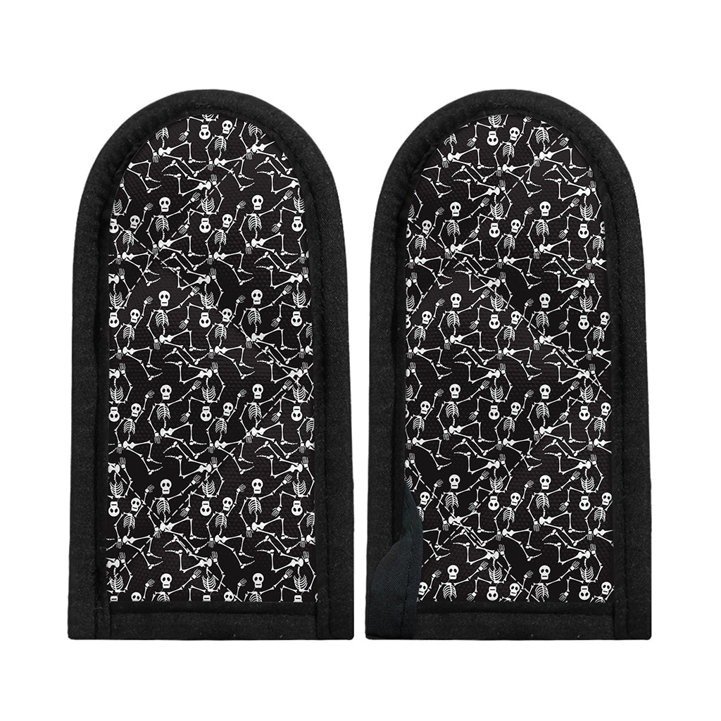 Black And White Skeleton Pattern Print Skillet Handle Cover