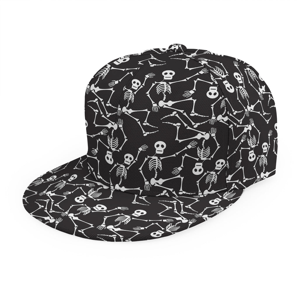 Black And White Skeleton Pattern Print Snapback Cap
