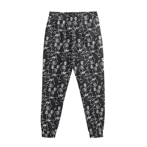 Black And White Skeleton Pattern Print Sweatpants