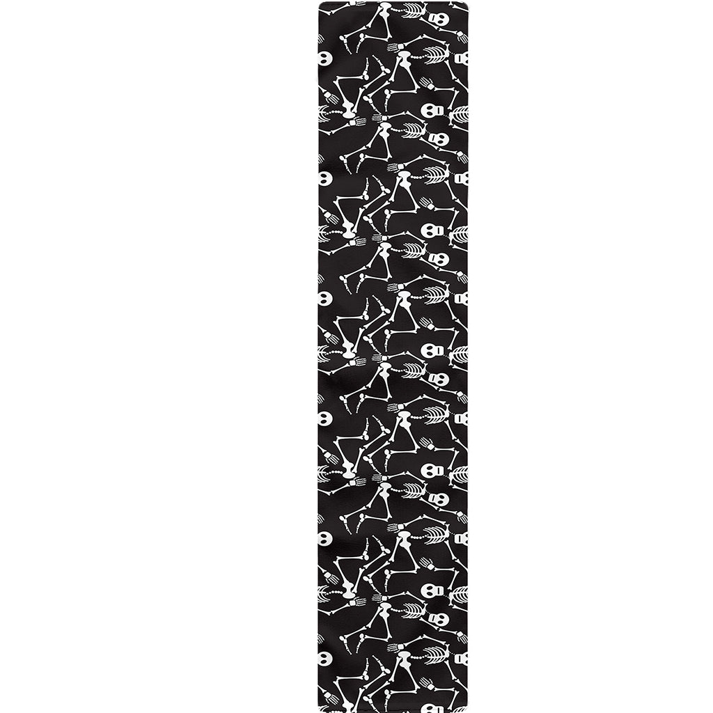 Black And White Skeleton Pattern Print Table Runner