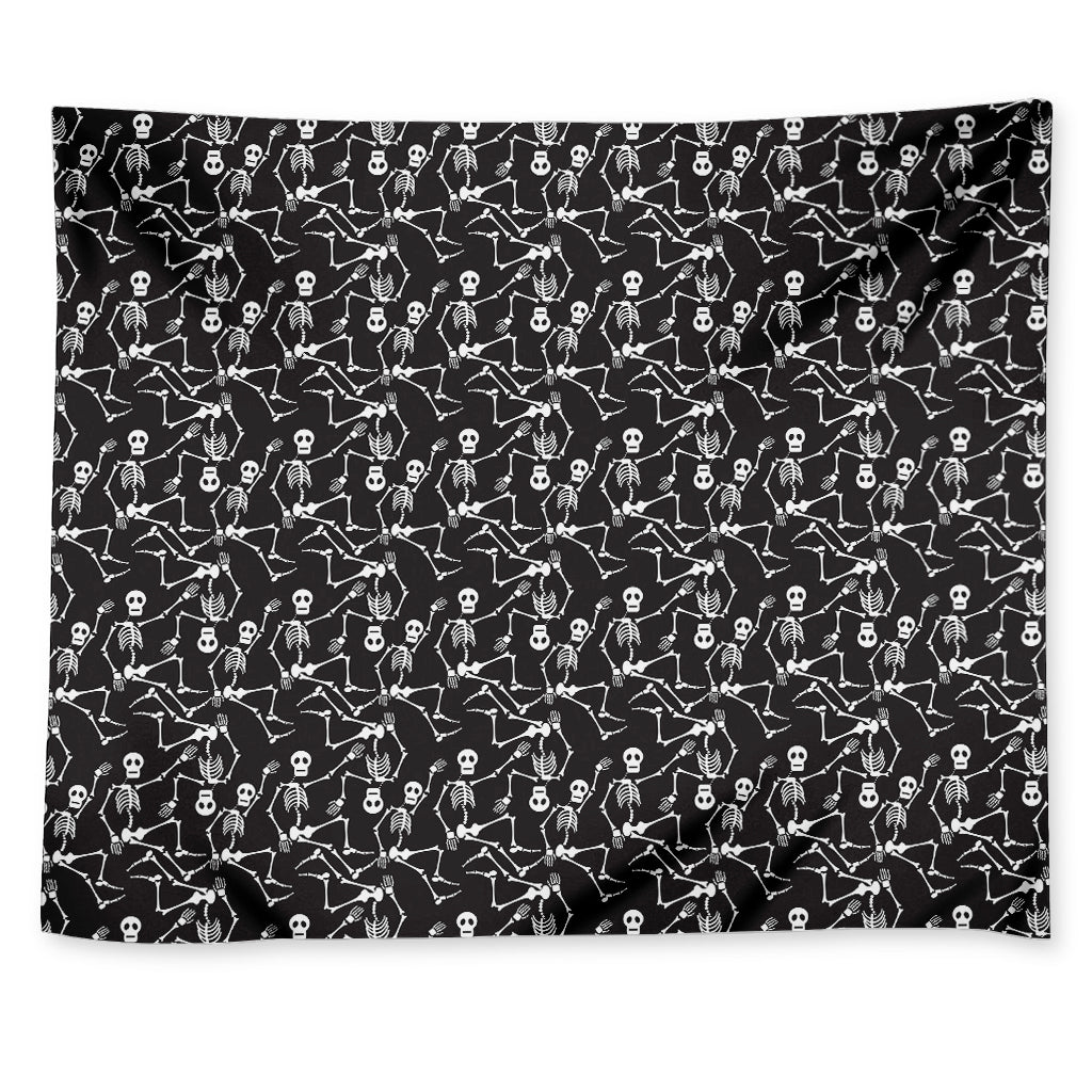 Black And White Skeleton Pattern Print Tapestry