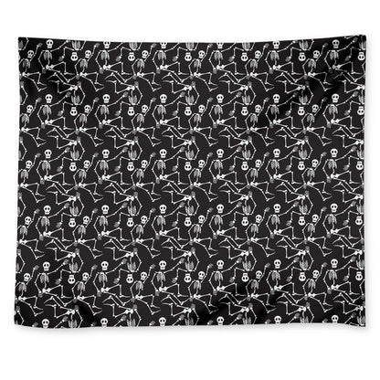 Black And White Skeleton Pattern Print Tapestry