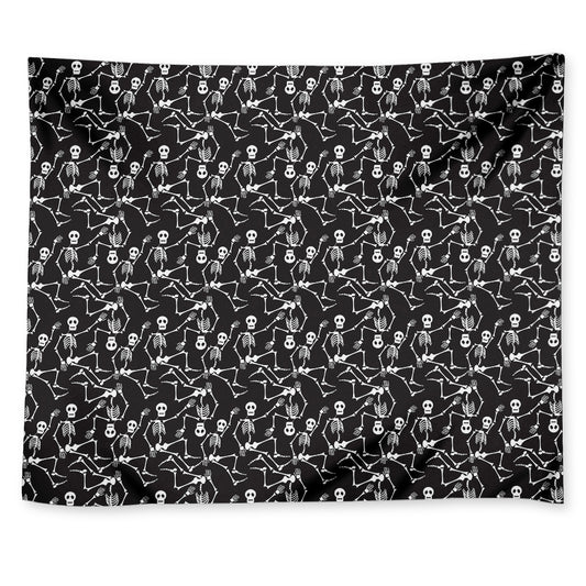 Black And White Skeleton Pattern Print Tapestry