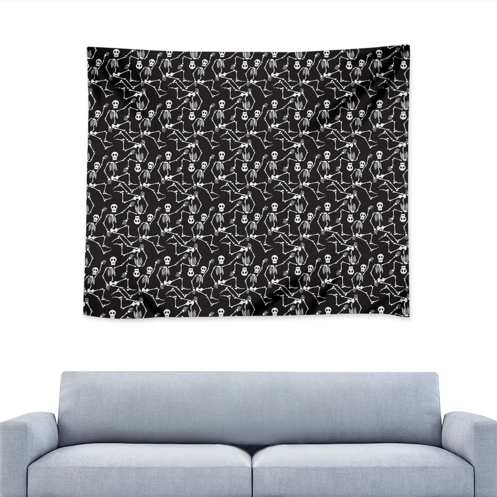 Black And White Skeleton Pattern Print Tapestry