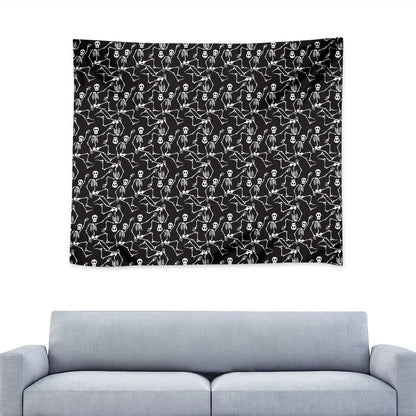 Black And White Skeleton Pattern Print Tapestry