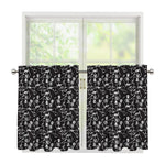 Black And White Skeleton Pattern Print Tier Curtains