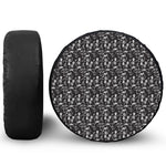 Black And White Skeleton Pattern Print Tire Cover