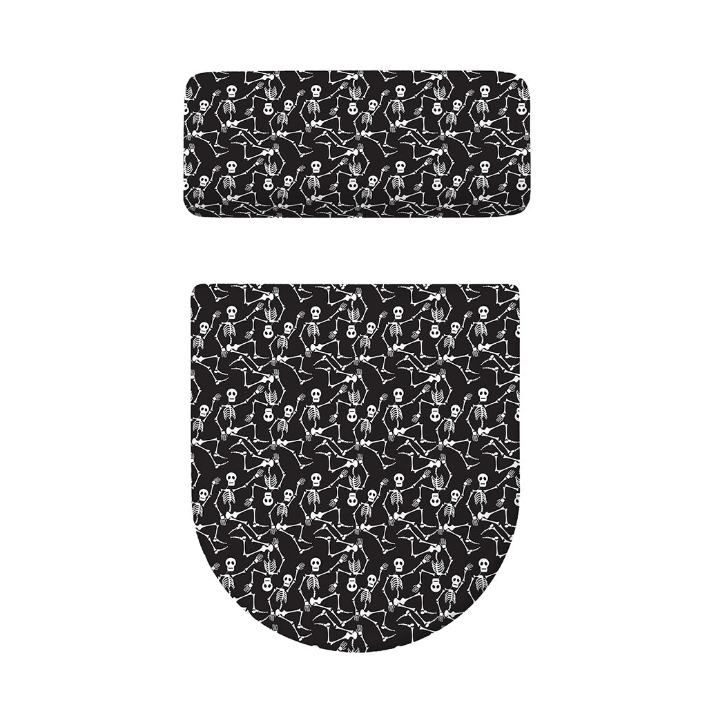 Black And White Skeleton Pattern Print Toilet Lid And Tank Cover Set