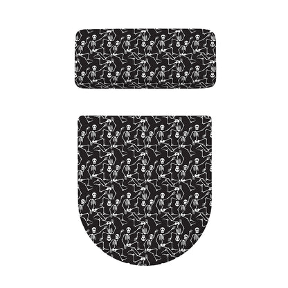 Black And White Skeleton Pattern Print Toilet Lid And Tank Cover Set