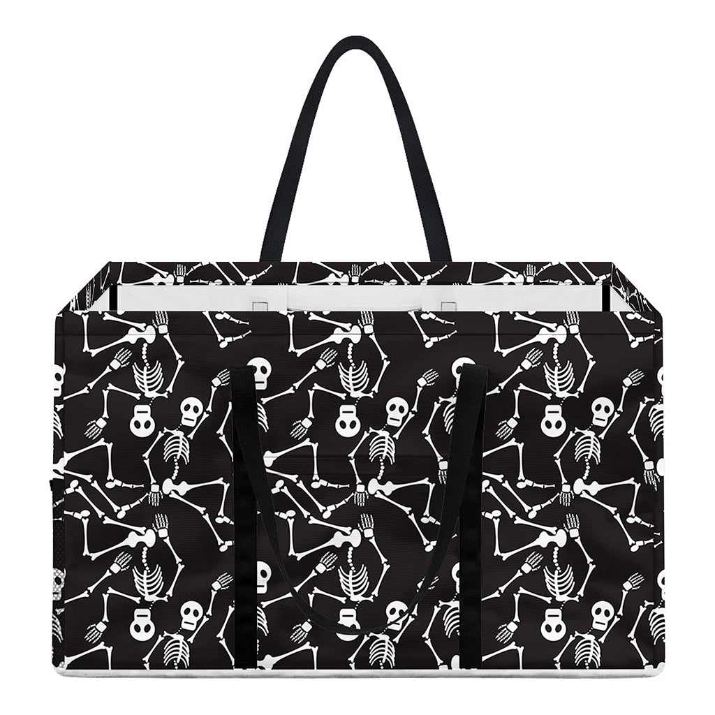 Black And White Skeleton Pattern Print Utility Tote Bag