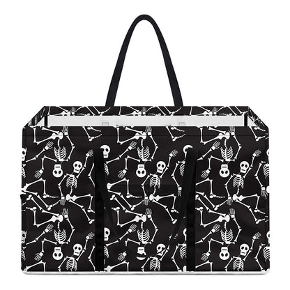 Black And White Skeleton Pattern Print Utility Tote Bag