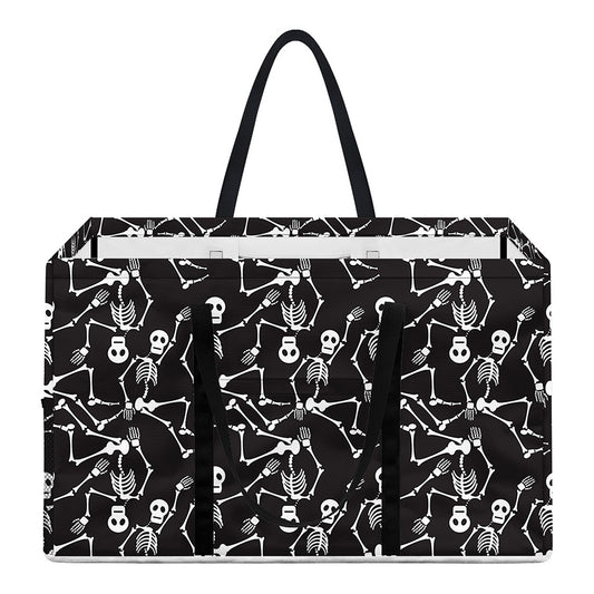 Black And White Skeleton Pattern Print Utility Tote Bag