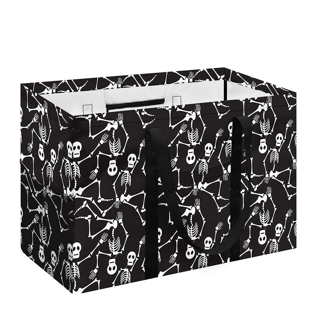 Black And White Skeleton Pattern Print Utility Tote Bag