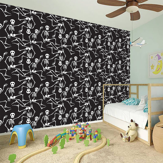 Black And White Skeleton Pattern Print Wall Sticker