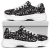 Black And White Skeleton Pattern Print White Chunky Shoes