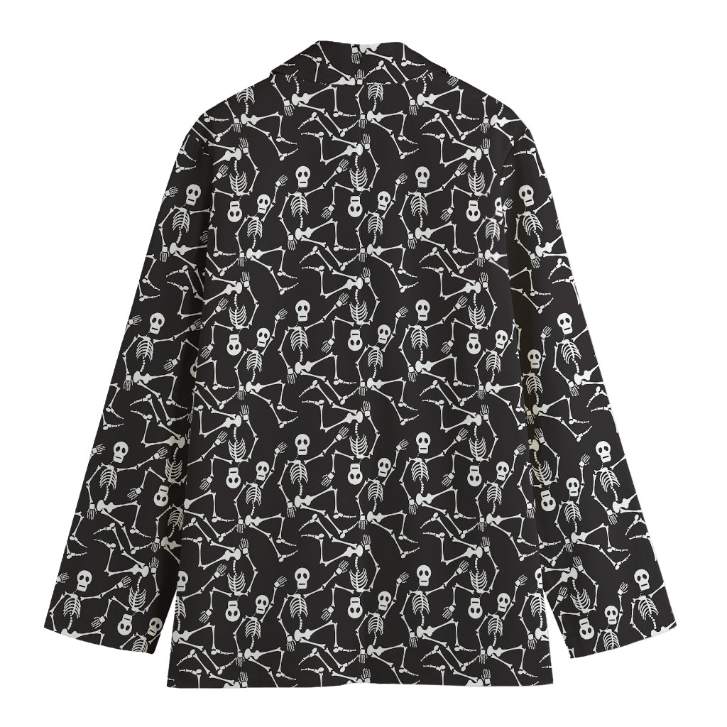 Black And White Skeleton Pattern Print Women's Blazer