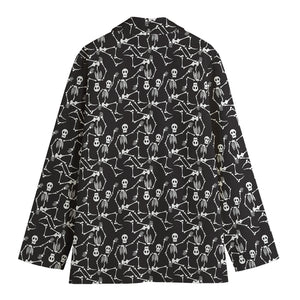 Black And White Skeleton Pattern Print Women's Blazer