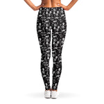 Black And White Skeleton Pattern Print Women's Leggings