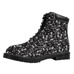 Black And White Skeleton Pattern Print Work Boots