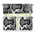 Black And White Snakeskin Print 3 Piece Kitchen Curtains