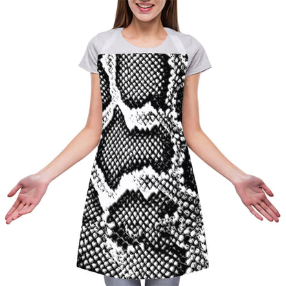 Black And White Snakeskin Print Adjustable Apron