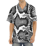 Black And White Snakeskin Print Aloha Shirt