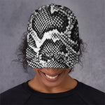 Black And White Snakeskin Print Baseball Cap