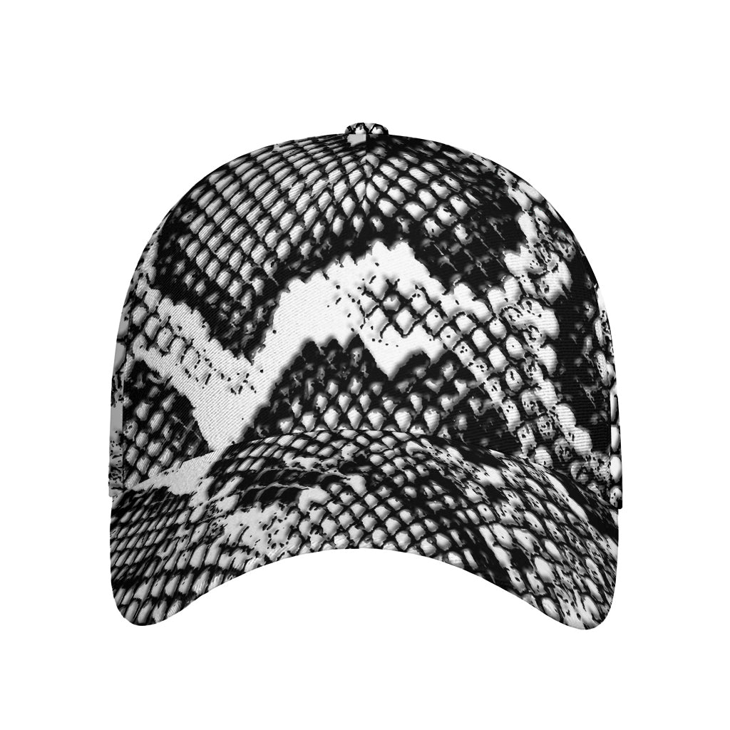 Black And White Snakeskin Print Baseball Cap