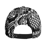 Black And White Snakeskin Print Baseball Cap