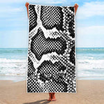 Black And White Snakeskin Print Beach Towel