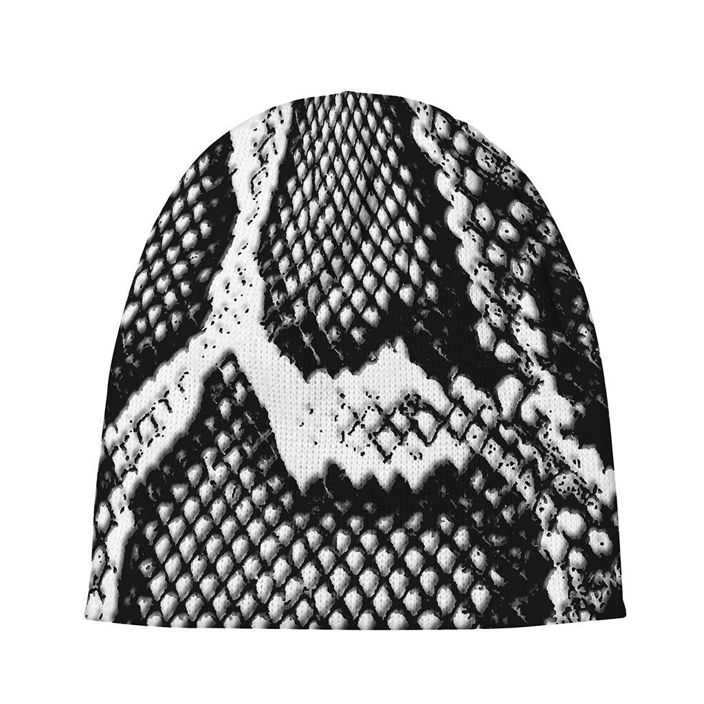Black And White Snakeskin Print Beanie