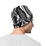 Black And White Snakeskin Print Beanie