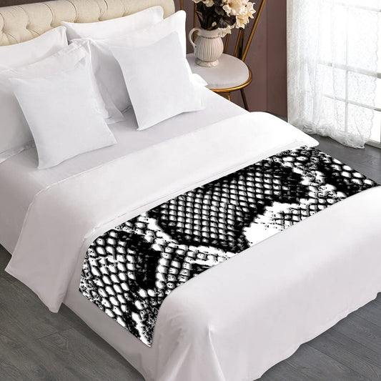 Black And White Snakeskin Print Bed Runner