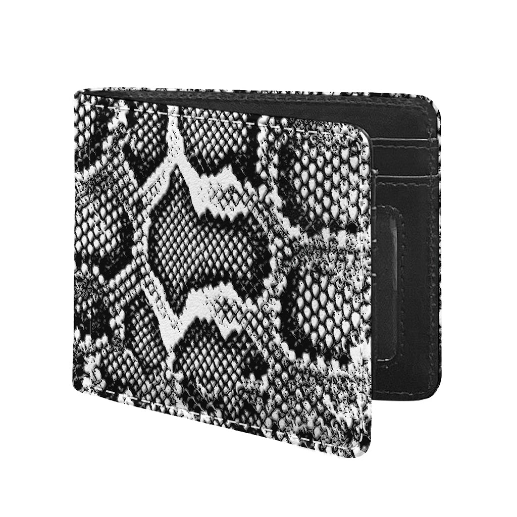 Black And White Snakeskin Print Bifold Wallet