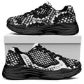Black And White Snakeskin Print Black Chunky Shoes
