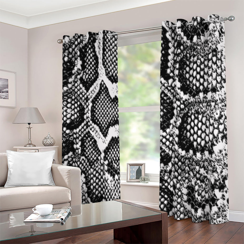 Black And White Snakeskin Print Blackout Grommet Curtains