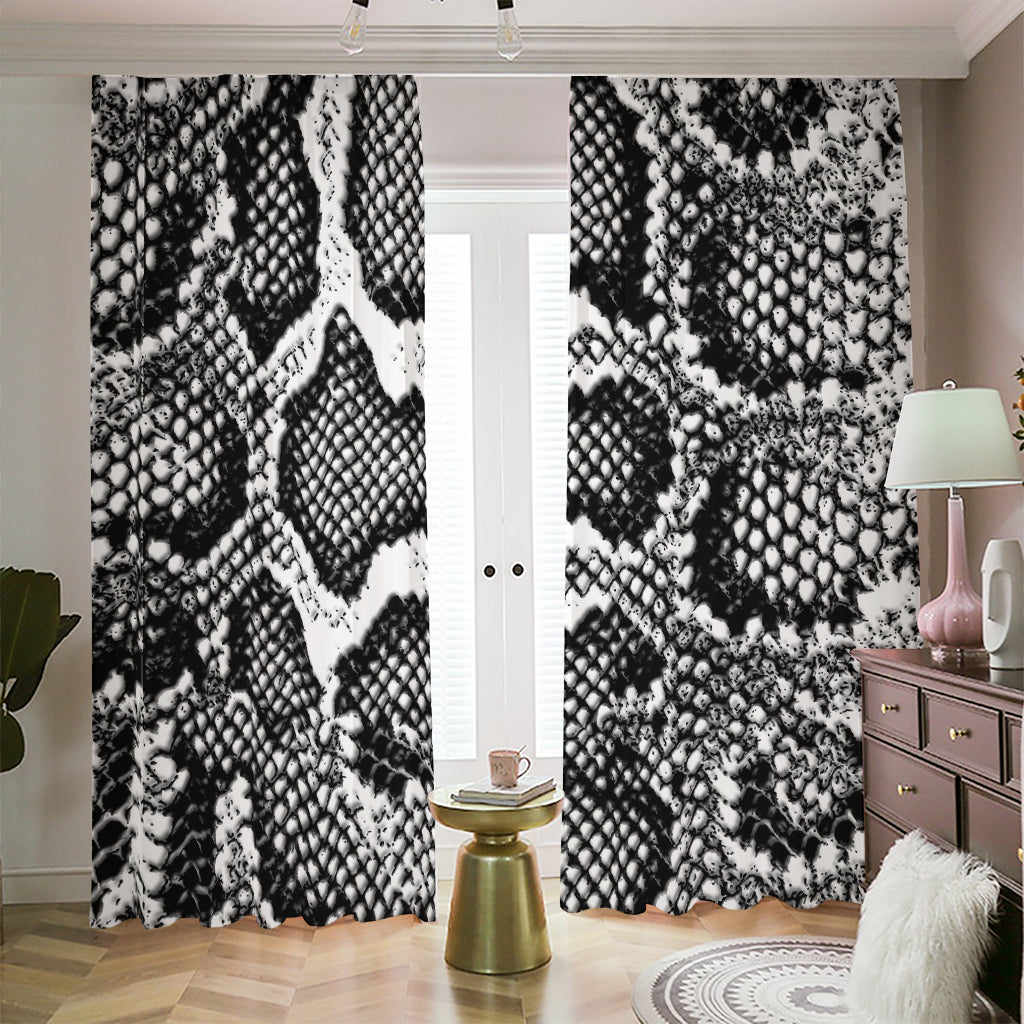 Black And White Snakeskin Print Blackout Pencil Pleat Curtains