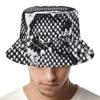 Black And White Snakeskin Print Bucket Hat