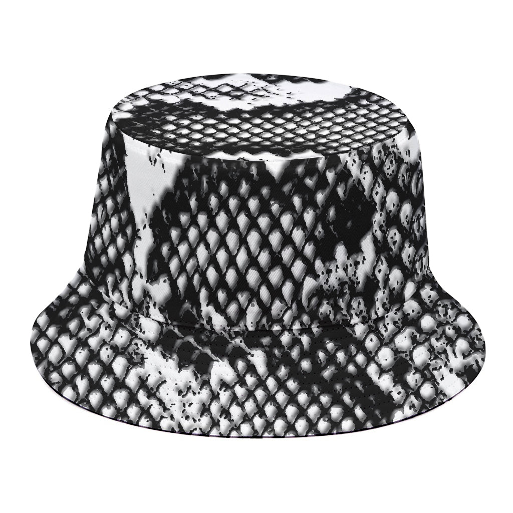 Black And White Snakeskin Print Bucket Hat