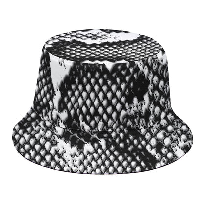 Black And White Snakeskin Print Bucket Hat