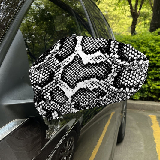 Black And White Snakeskin Print Car Side Mirror Covers