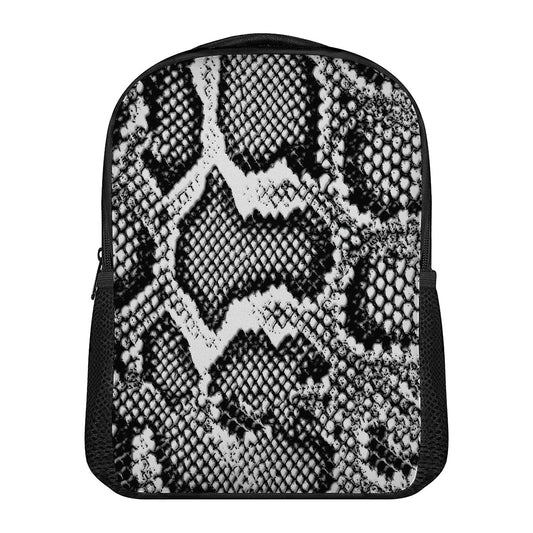 Black And White Snakeskin Print Casual Backpack