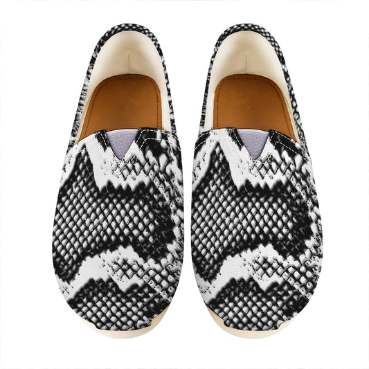 Black And White Snakeskin Print Casual Shoes
