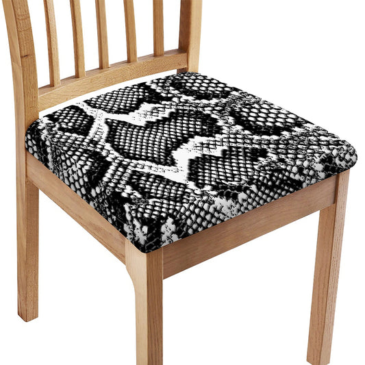 Black And White Snakeskin Print Chair Cushion Cover