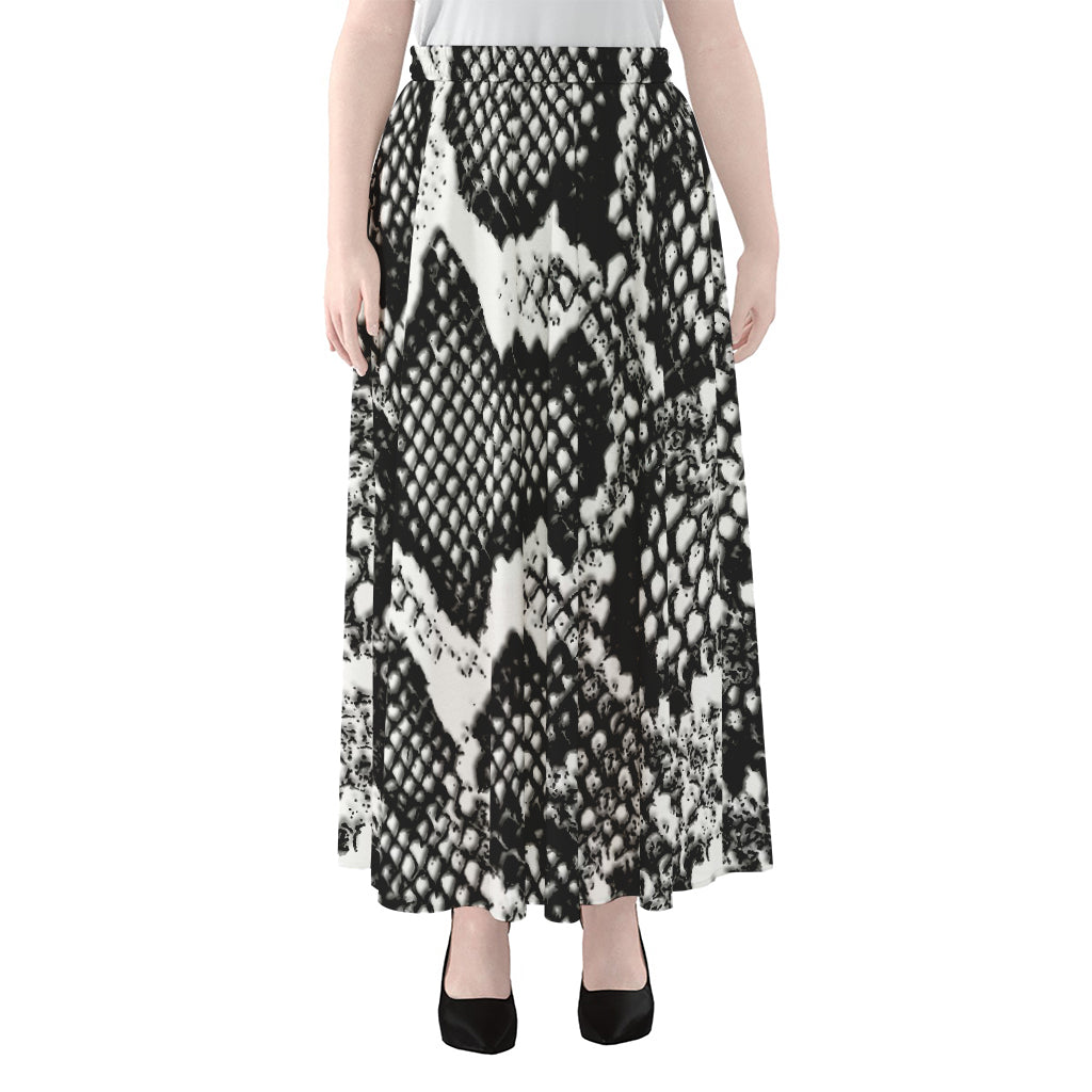 Black And White Snakeskin Print Chiffon Maxi Skirt