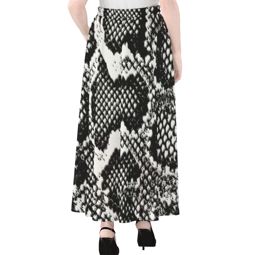 Black And White Snakeskin Print Chiffon Maxi Skirt