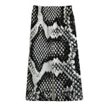 Black And White Snakeskin Print Cotton Front Slit Maxi Skirt