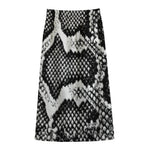 Black And White Snakeskin Print Cotton Front Slit Maxi Skirt
