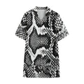 Black And White Snakeskin Print Cotton Hawaiian Shirt