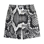 Black And White Snakeskin Print Cotton Shorts